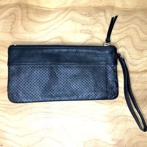 Banana Republic Black Leather Zippered Wristlet